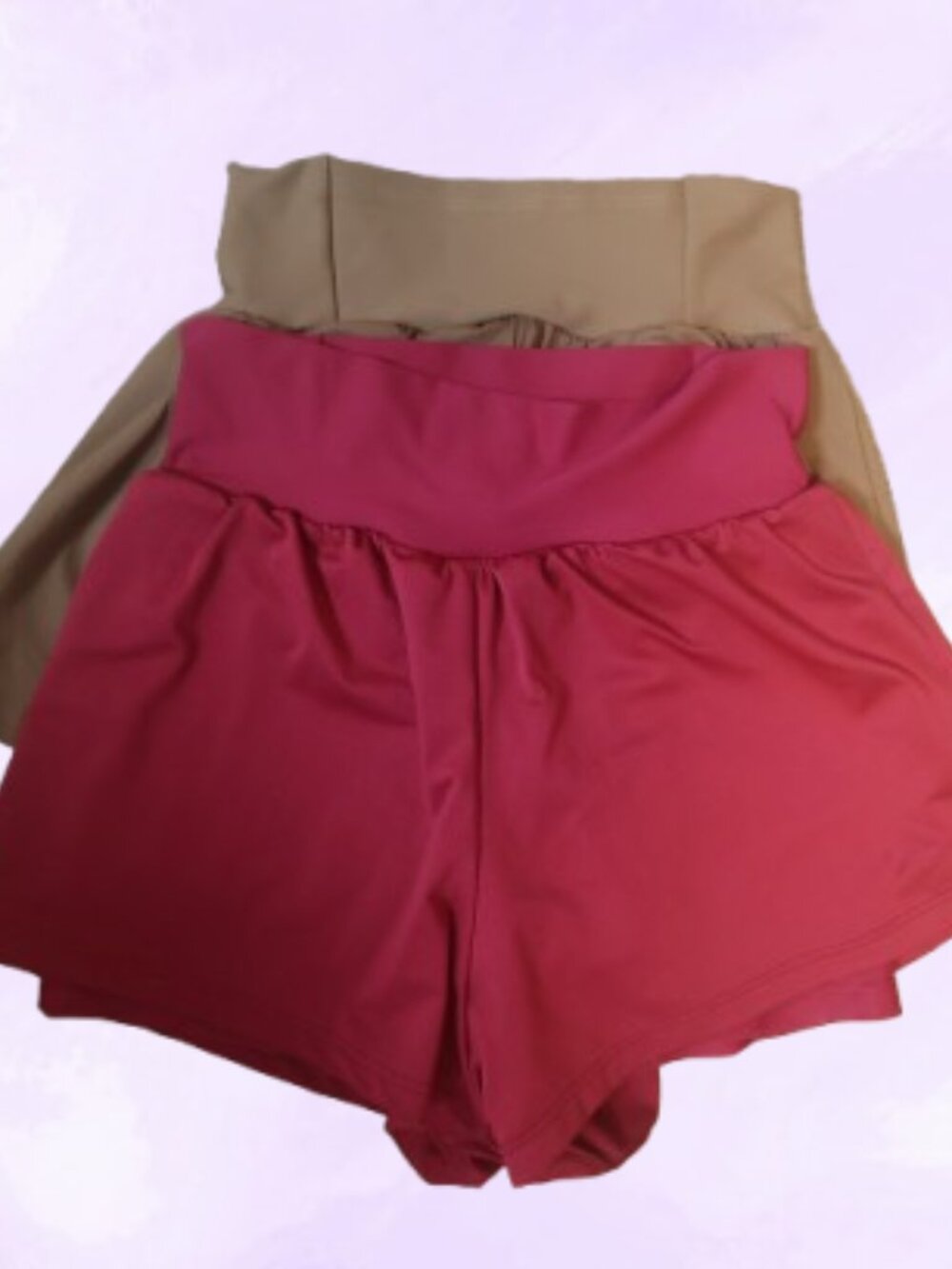 bundle of XS's exercise shorts in burgundy red and brown. Tags have been removed - Picture 1 of 9